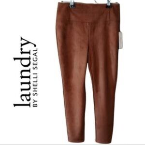 LAUNDRY BY SHELLI SEGAL TAN FAUX LEATHER LEGGINGS SZ MEDIUM NWT